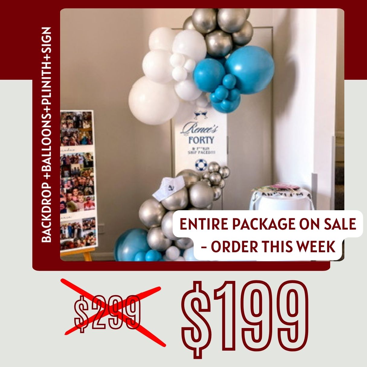 Package 1 - Sign, Stand and Balloons