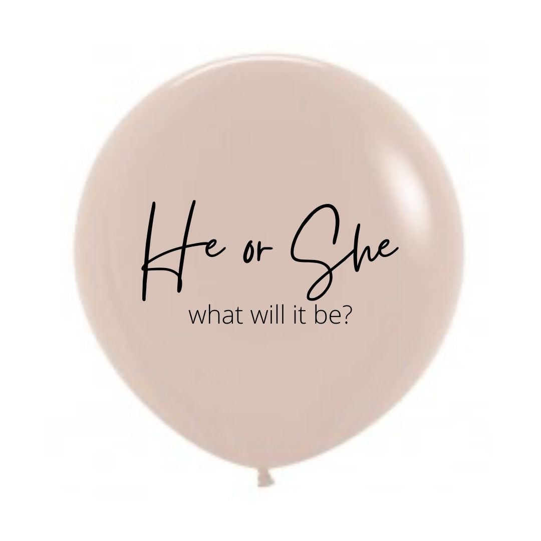 60cm "He or She what will baby be" Gender Reveal Vinyl Balloon decal