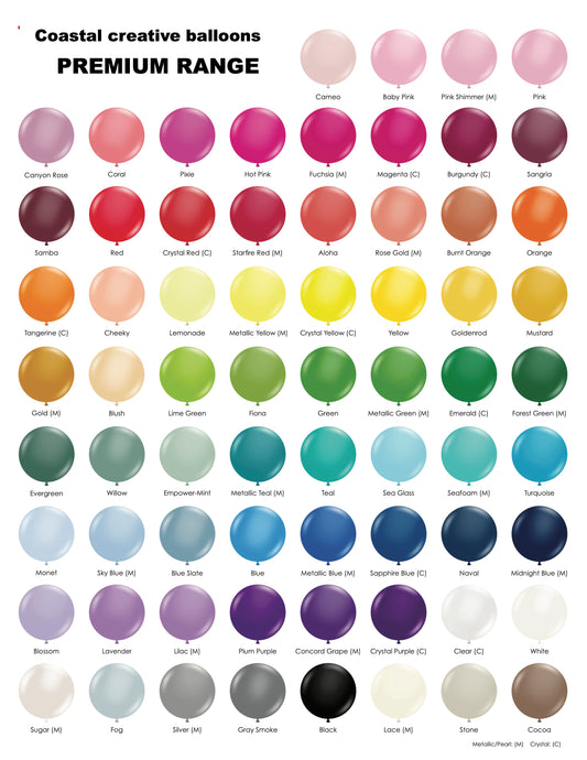 Premium Balloon Colour Chart
