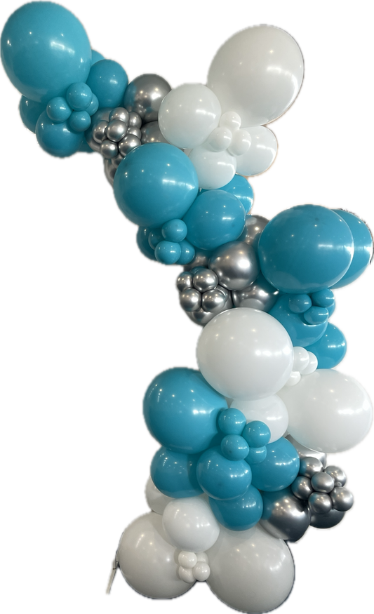 Turquoise/White/Silver Balloon Garland - BG2