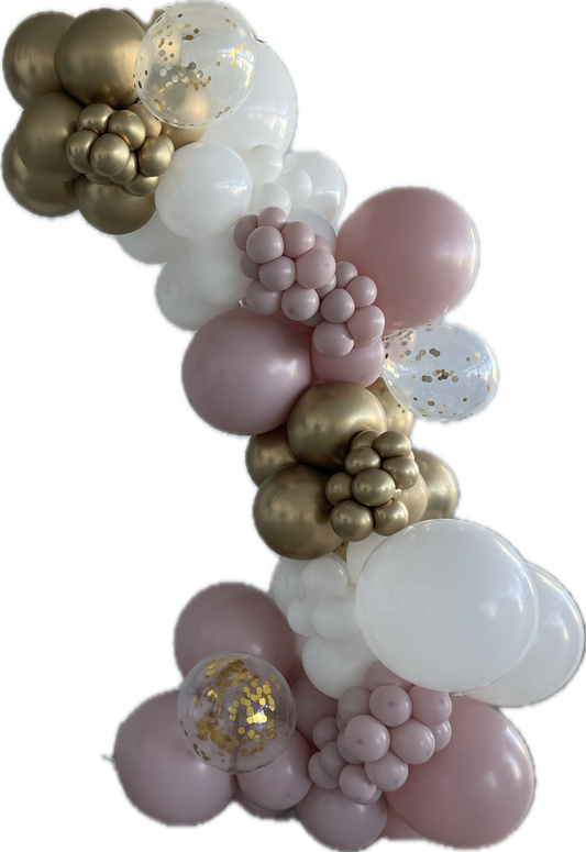 White/gold/confetti/Dusk rosa- Standard Balloon Garland - BG2