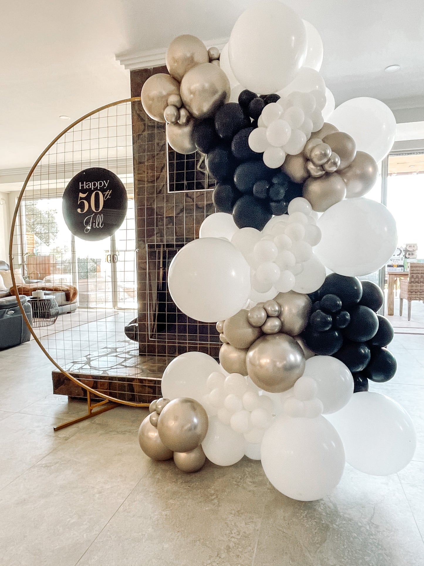 2m Gold Mesh Hoop backdrop ONLY
