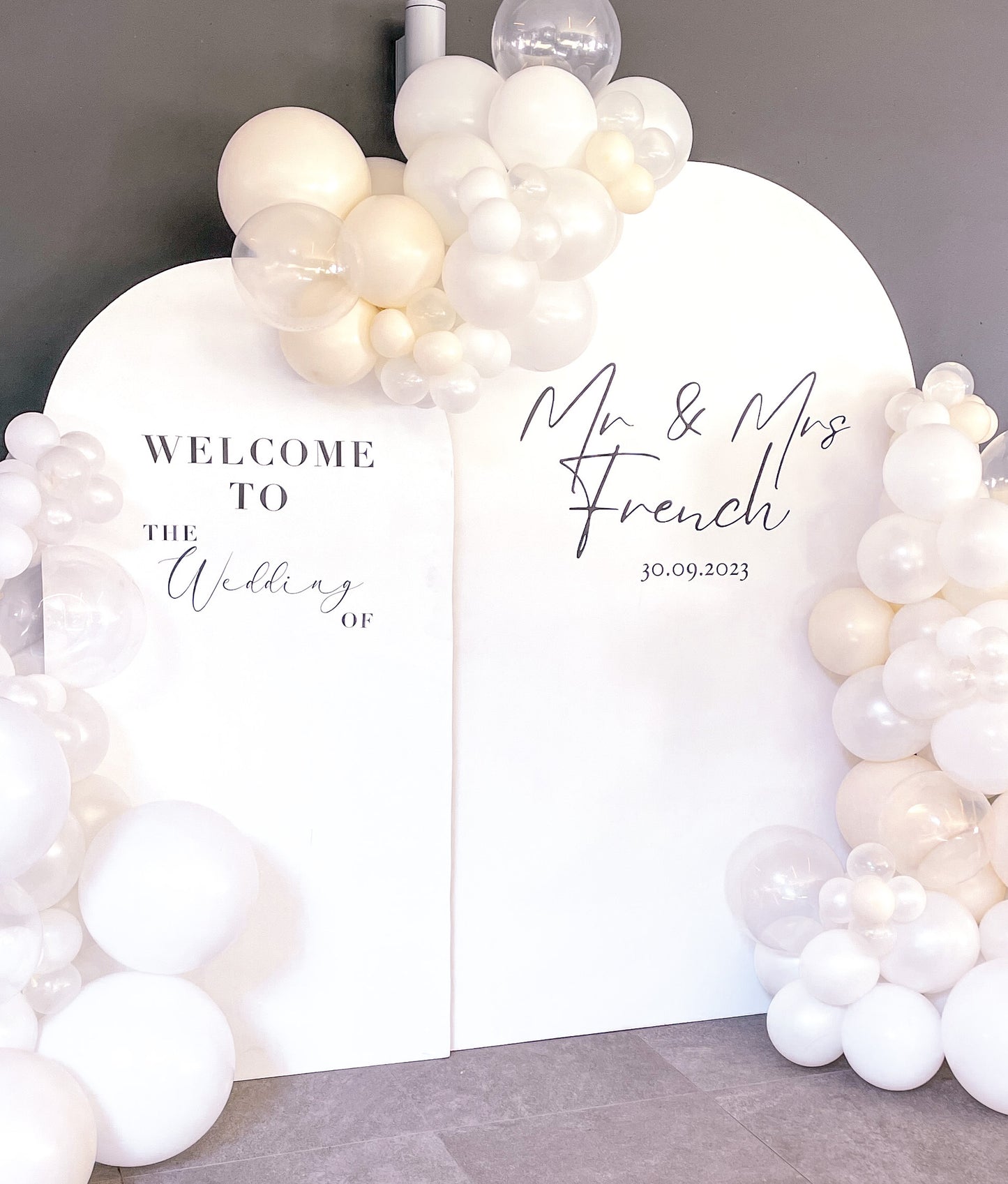 2 x White wooden Arch Backdrops ONLY
