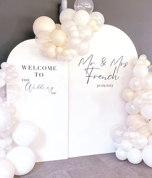 2 x White wooden Arch Backdrops ONLY