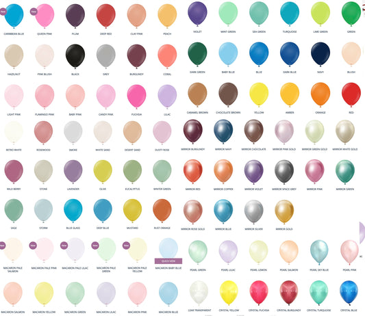 Deluxe Balloon Colour Chart