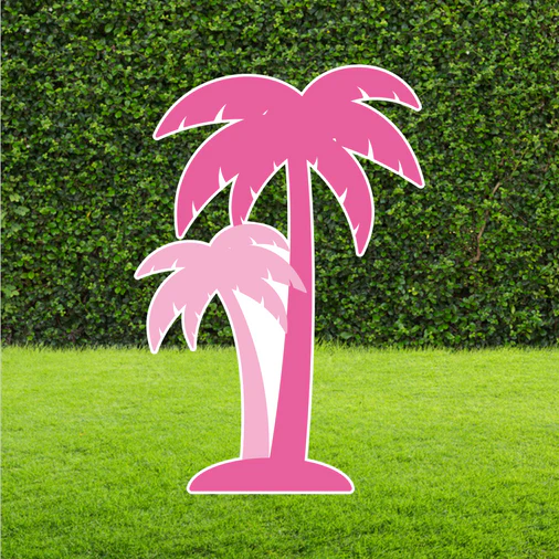 HIRE 150CM Palm Tree Party Prop Cut Out Pink Two-Tone