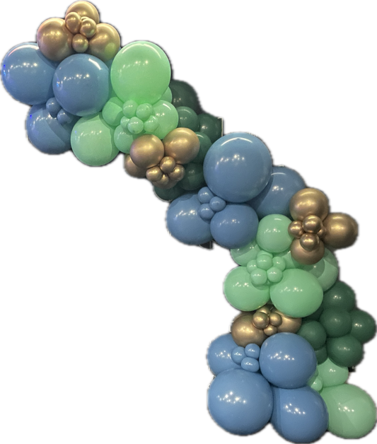 Deep Blue/Mint/Forest/gold Balloon Garland - BG2
