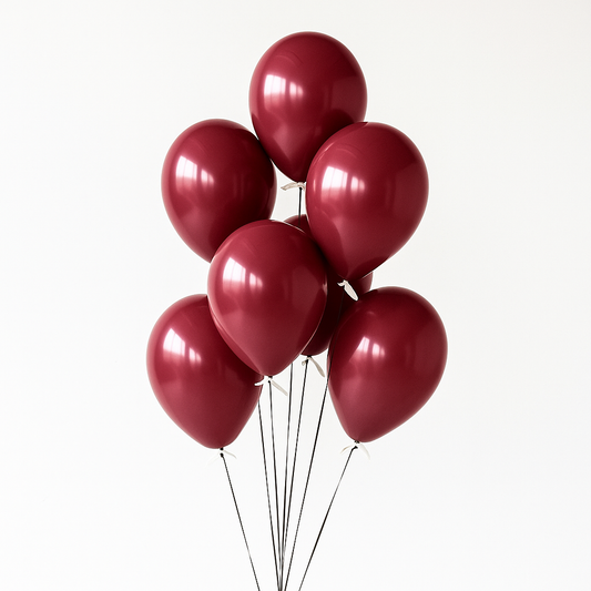 Deep Red ribbon Bouquet Helium Balloons