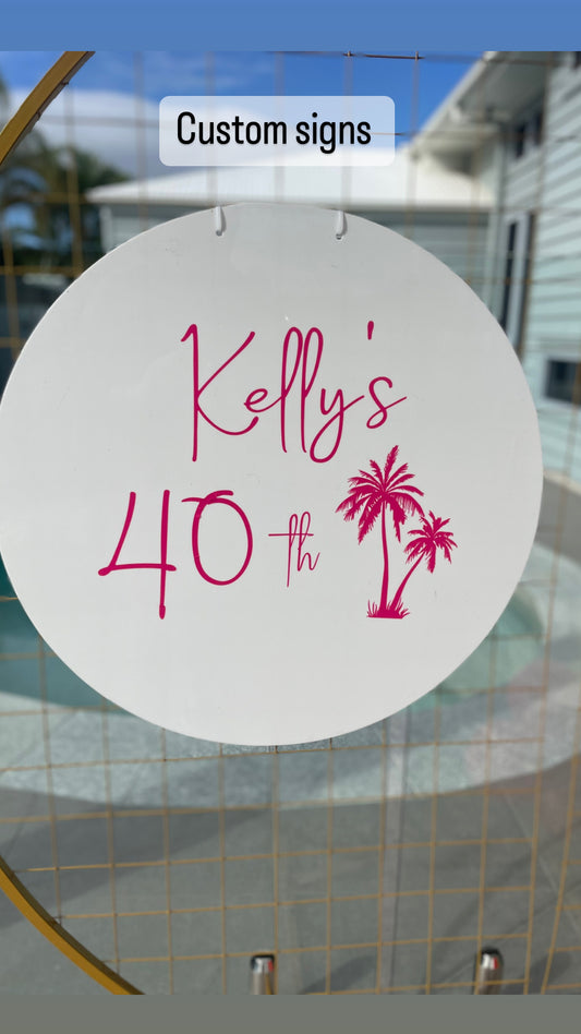 White 60cm Acyrilic Sign with Custom Writing