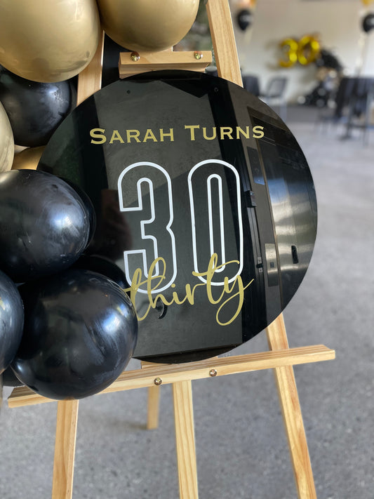 Black 50cm Acrylic Sign with Custom Writing