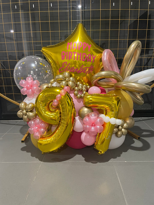 Pink/gold Small Number Balloon Bouquet