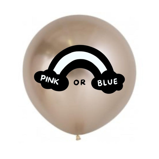 60cm "Blue or Pink Rainbow" Gender Reveal Vinyl Balloon decal