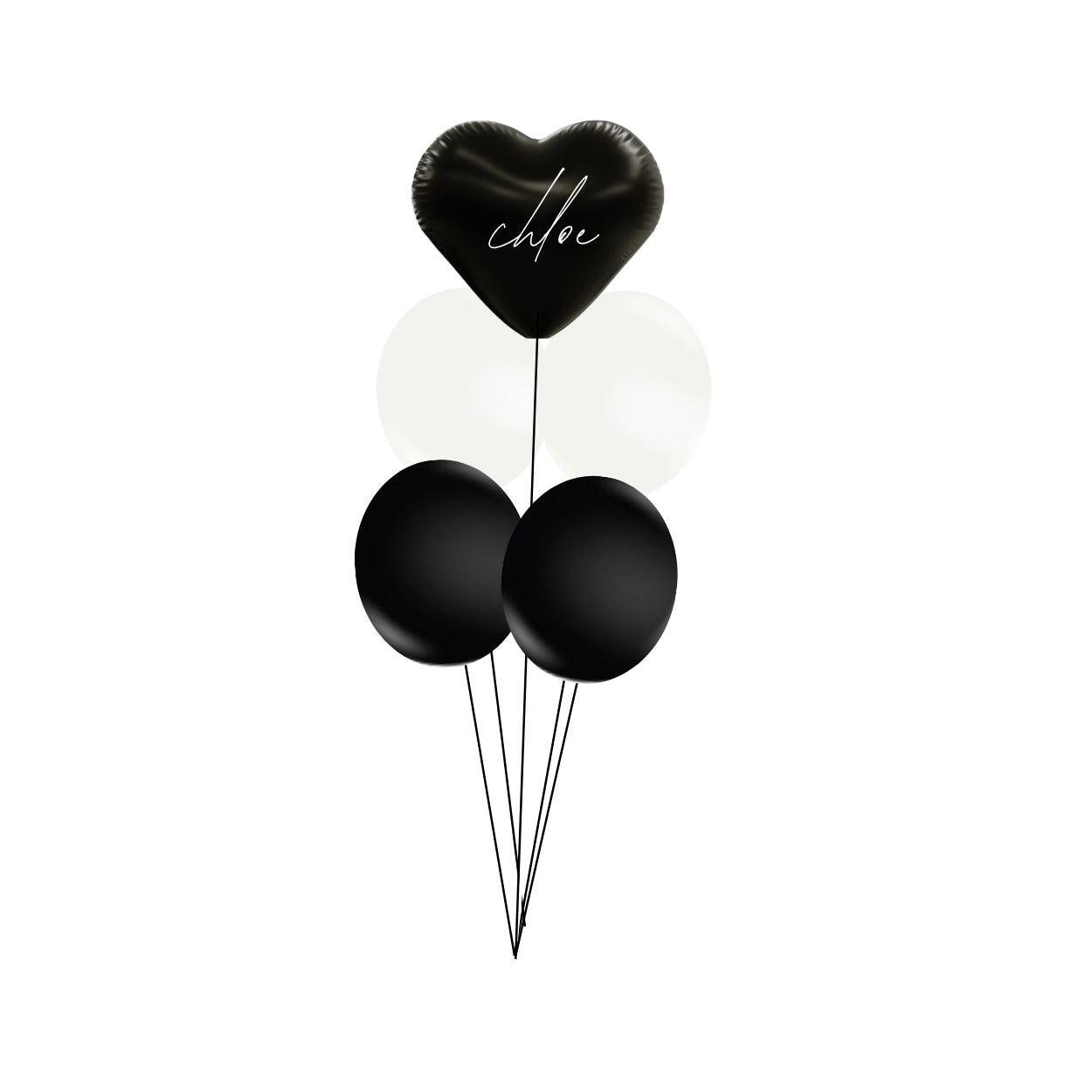 Custom Black/white heart Helium Balloon Bundle