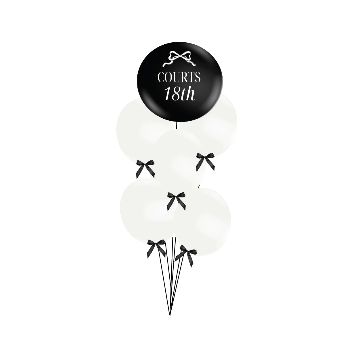Custom Black/white Helium Balloon 6 bow bundle