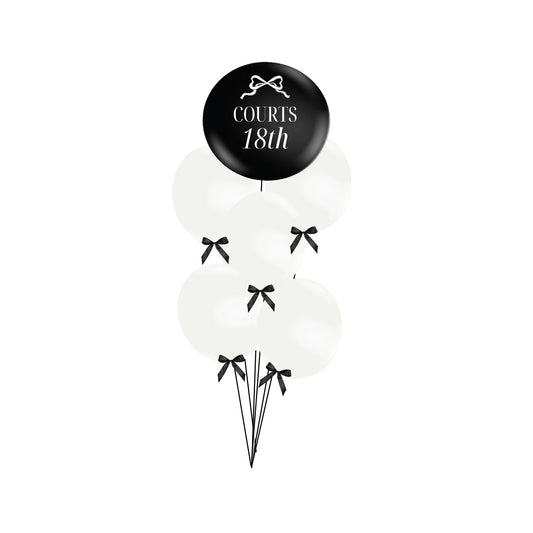 Custom Black/white Helium Balloon 6 bow bundle