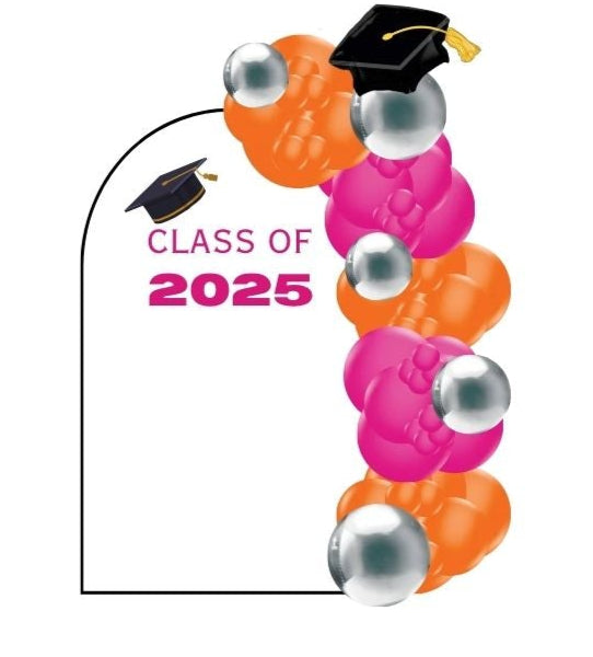 Graduation and presentation packages for 2025 with balloon designs and pricing.