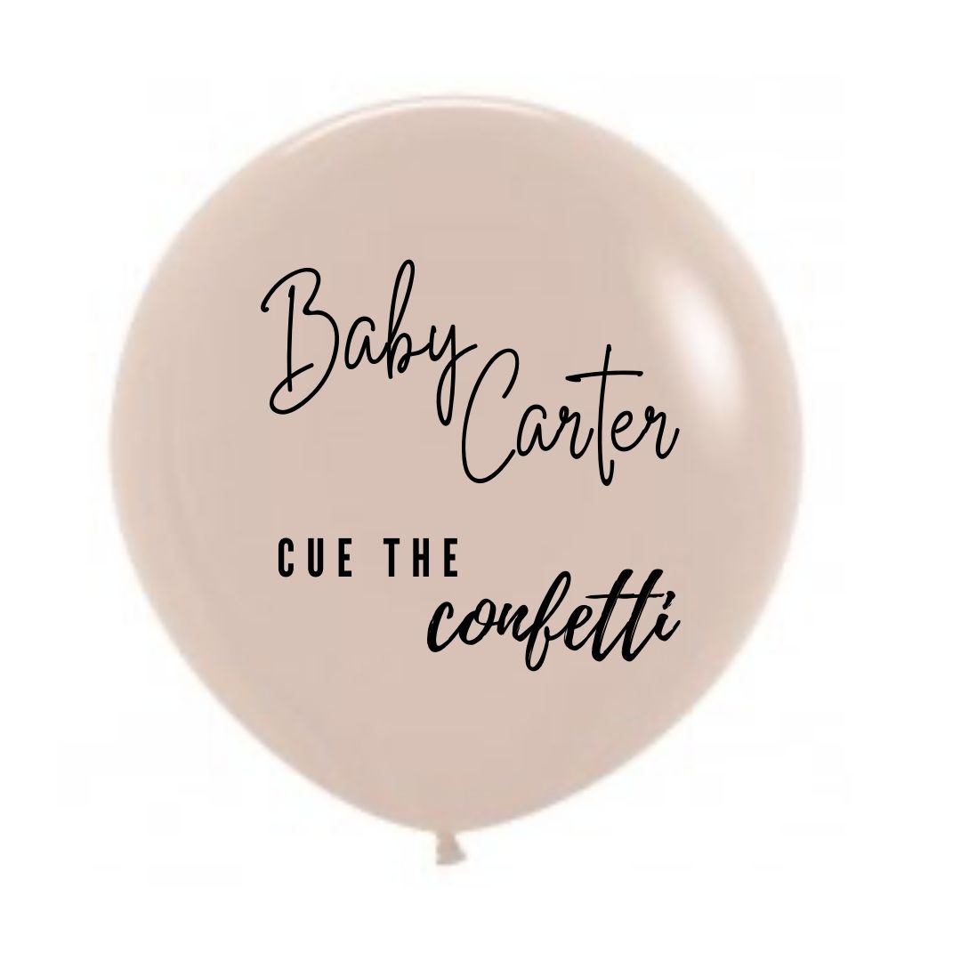 60cm "Cue the confetti" Gender Reveal  Vinyl Balloon decal