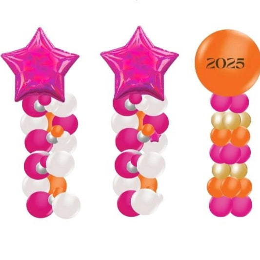 Graduation and presentation packages for 2025 with balloon designs and pricing.