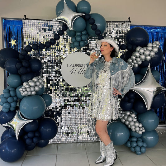 2.2M x 2M Silver shimmer Wall Backdrop ONLY