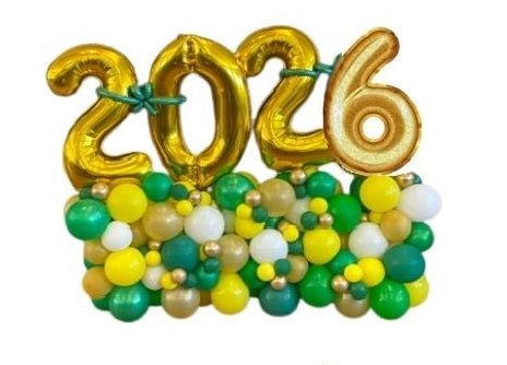 Advertisement for Coastal Creative Balloons 2026 graduation and presentation packages with balloon designs and pricing.