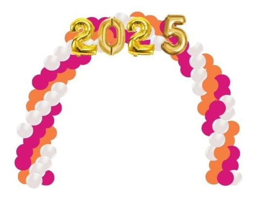 Graduation and presentation packages for 2025 with balloon designs and prices on a white background.