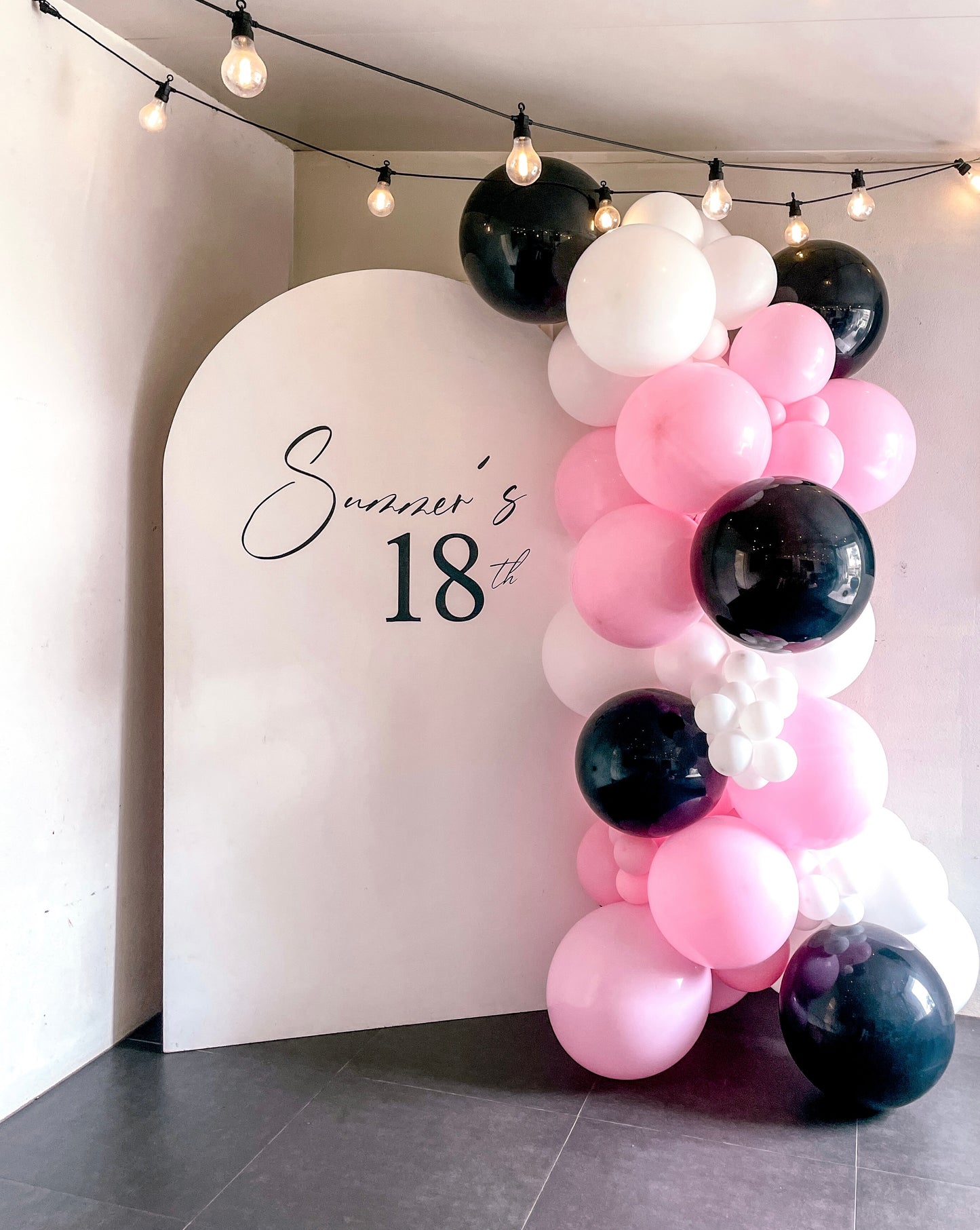 Ready To Hang -Pink/White/Black Standard Balloon Garland