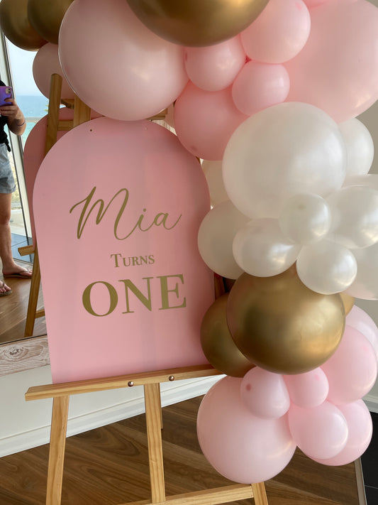 Arch Blush pink Acrylic Sign with Custom Writing