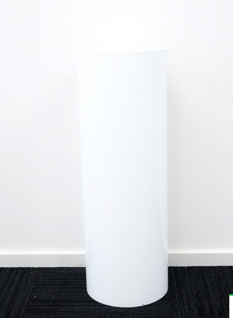 Acrylic Cylinder Plinth (300mmD x 870mmH) Gloss White