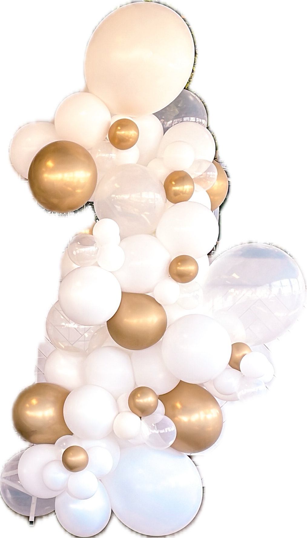 Ready To Hang - White/REFLEX gold/Clear Scattered - Standard Balloon Garland