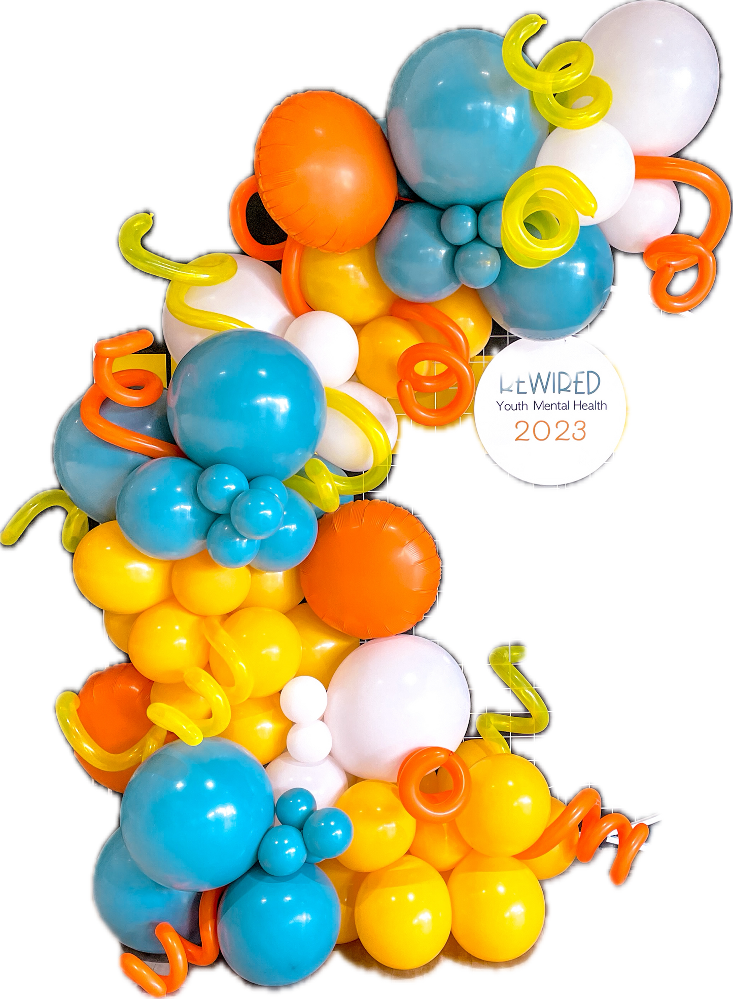 LUXE BALLOON GARLAND -Orange/Blue/Yellow Squirls -BG1