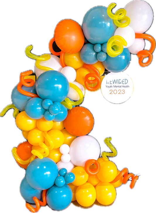 LUXE BALLOON GARLAND -Orange/Blue/Yellow Squirls -BG1