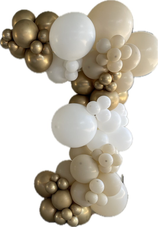 Ready To Hang - White/REFLEX gold/White Sand - Standard Balloon Garland