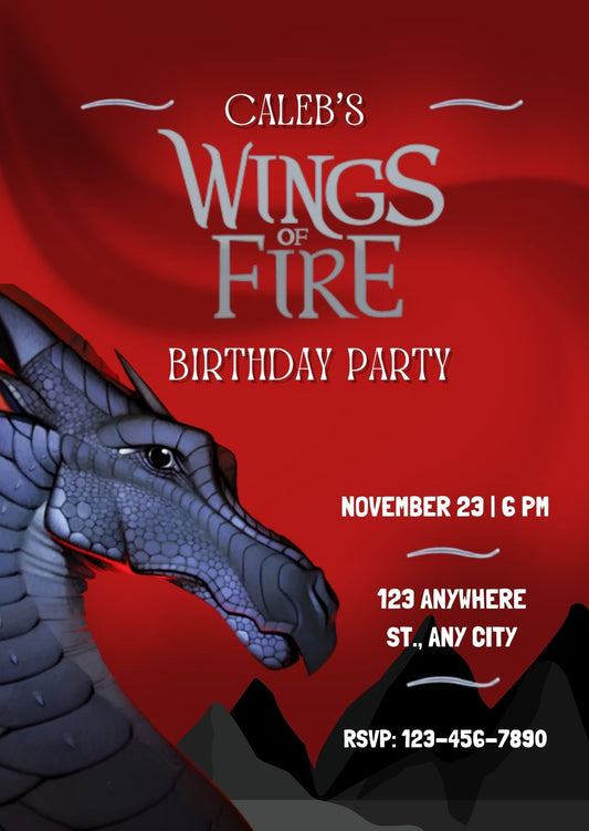 Editable Wings of fire Birthday Invitation, dalkstalker Dragon Kids Party Template Canva (Digital Download) (Copy) (Copy) (Copy)