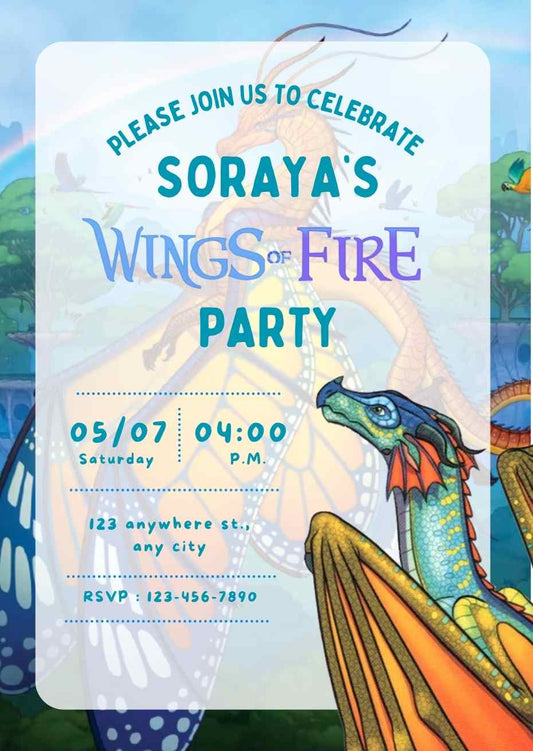 Editable Wings of fire Birthday Invitation, Glory Dragon Kids Party Template Canva (Digital Download) (Copy) (Copy) (Copy) (Copy) (Copy) (Copy)