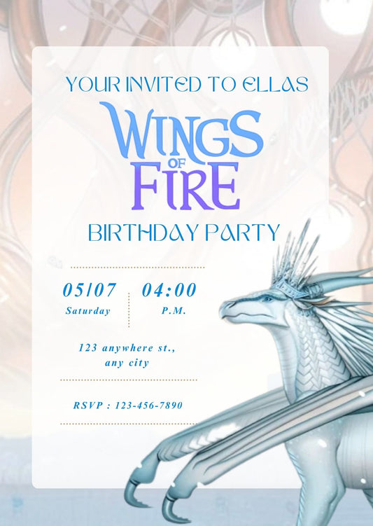 Editable Wings of fire Birthday Invitation, Icewing Dragon Kids Party Template Canva (Digital Download) (Copy) (Copy) (Copy) (Copy) (Copy)