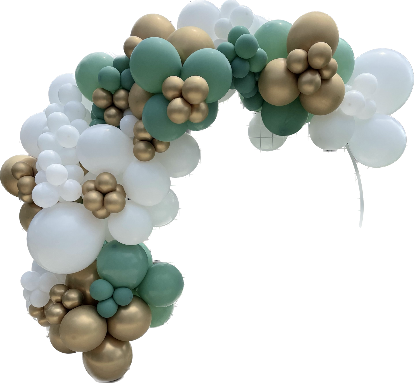 Ready To Hang -Sage/White/Gold- Standard Balloon Garland