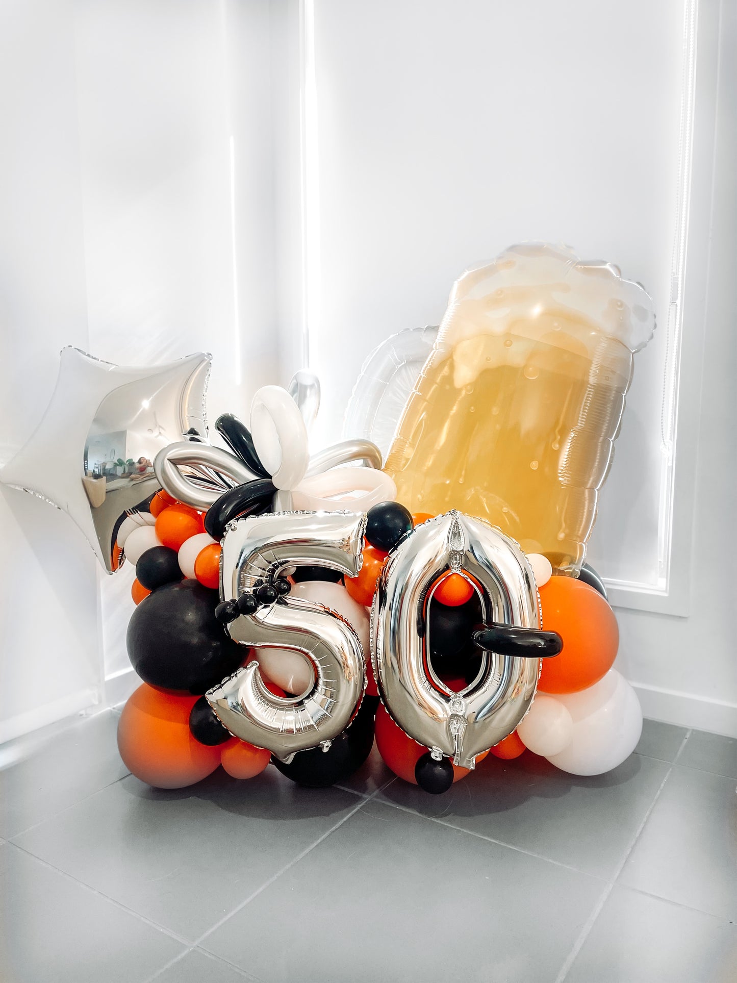 Black and Orange Number Balloon Bouquet