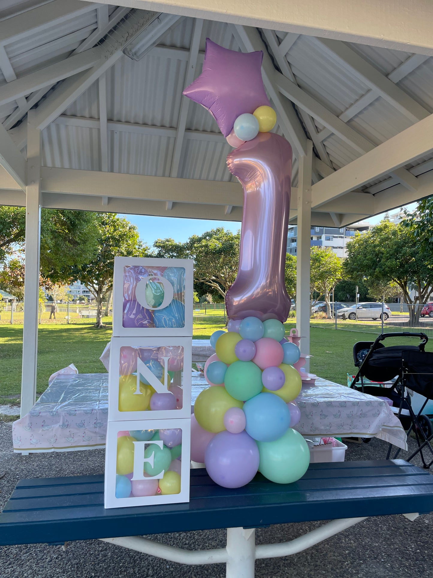 First birthday Balloon Column