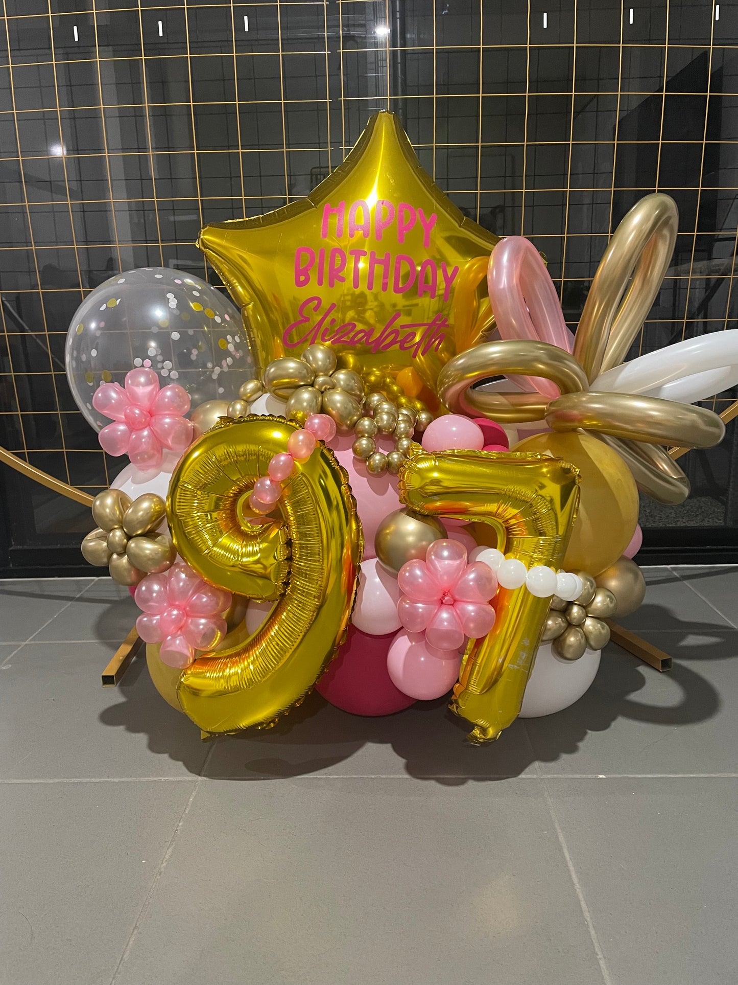 Pink/gold Small Number Balloon Bouquet